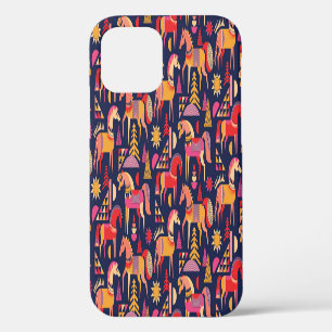 Scandinavian Horses: Decorative Seamless Design iPhone 12 Case