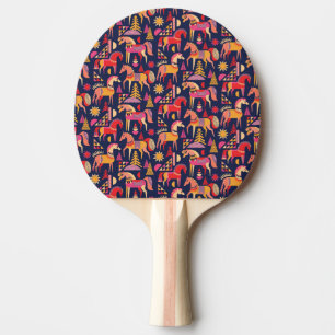 Scandinavian Horses: Decorative Seamless Design Ping Pong Paddle