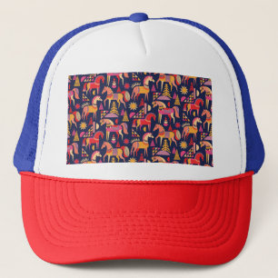 Scandinavian Horses: Decorative Seamless Design Trucker Hat