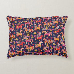 Scandinavian horses pattern seamless design. Decor Decorative Cushion