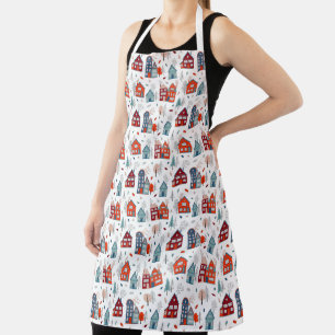 Scandinavian House Folk Art Pattern Apron