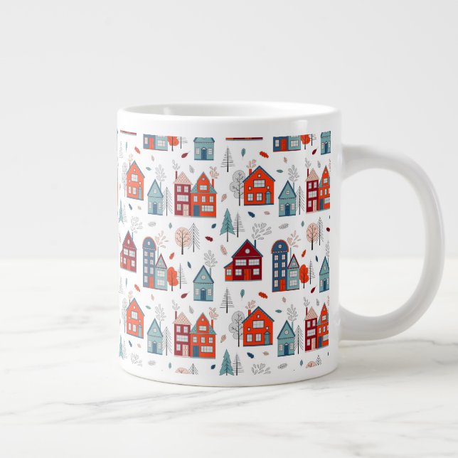 Scandinavian House Folk Art Pattern Large Coffee Mug (Right)