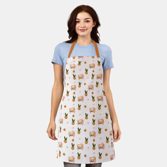 Scandinavian House TV Seamless Pattern Apron (Worn)