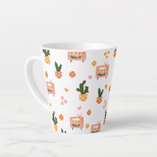 Scandinavian House TV Seamless Pattern Latte Mug