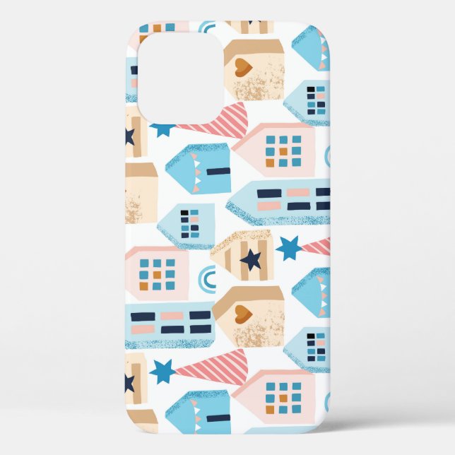 Scandinavian houses, winter mood pattern. Case-Mate iPhone case (Back)