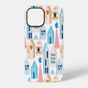 Scandinavian houses, winter mood pattern. iPhone 12 case