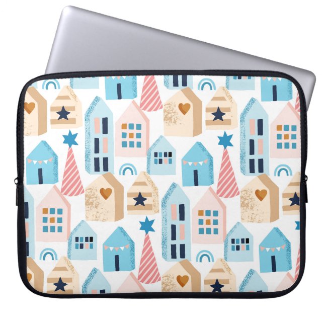 Scandinavian houses, winter mood pattern. laptop sleeve (Front)
