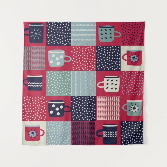 Scandinavian Hygge: Rustic Pattern Mix Tapestry (Front)