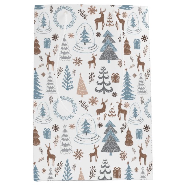 Scandinavian Ice Blue Christmas Medium Gift Bag (Front)