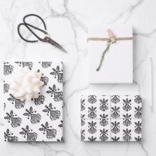 Scandinavian-inspired Folk Art Fairy Wrapping Paper Sheet