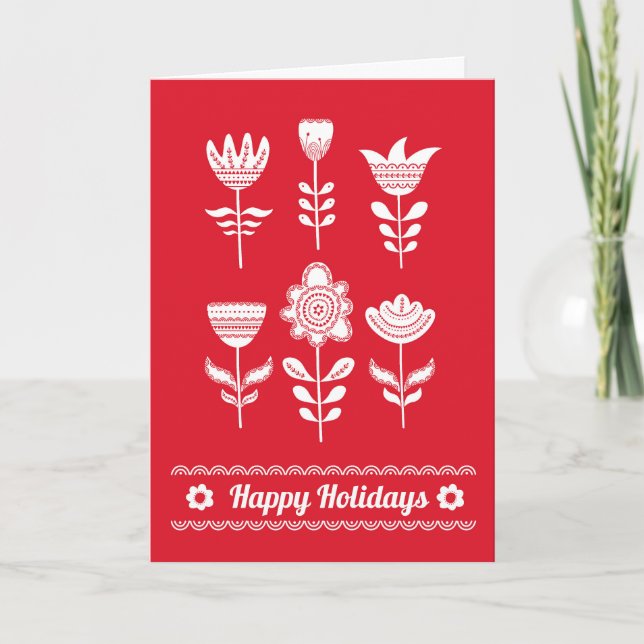 Scandinavian inspired holiday card.  Editable (Front)