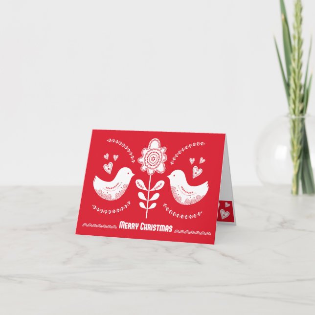 Scandinavian inspired holiday card.  Editable Card (Front)