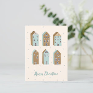 Scandinavian inspired Xmas postcard. Editable Holiday Postcard