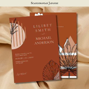 Scandinavian Japandi Modern Abstract Save Dates Invitation