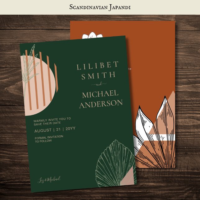 Scandinavian Japandi Modern Abstract Save Dates Invitation (Creator Uploaded)