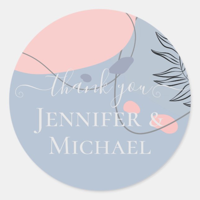 Scandinavian Japandi Modern Abstract Wedding Classic Round Sticker (Front)