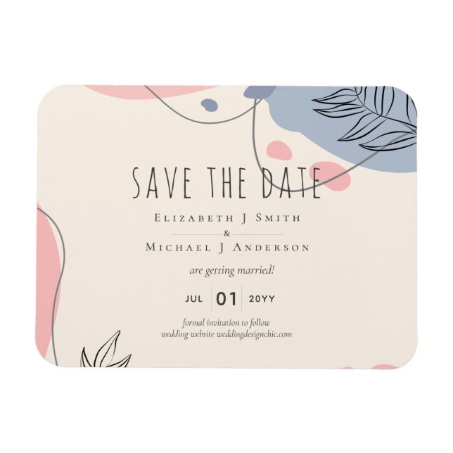 Scandinavian Japandi Modern Abstract Wedding Magnet (Horizontal)