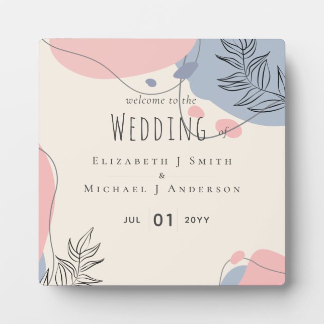 Scandinavian Japandi Modern Abstract Wedding Plaque (Front)