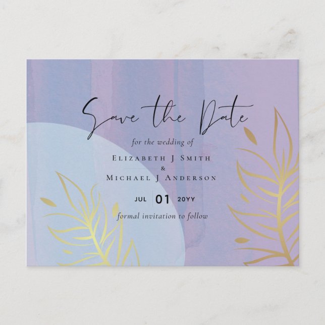 Scandinavian Japandi Modern Abstract Wedding Postcard (Front)