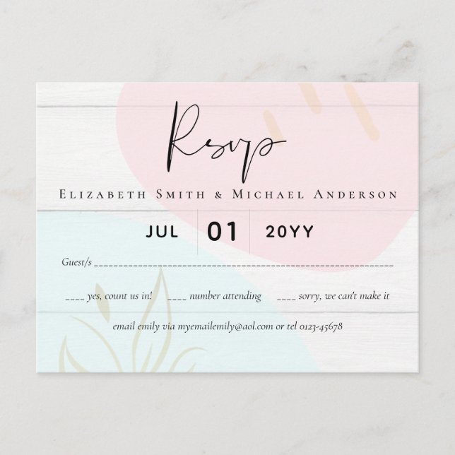 Scandinavian Japandi Modern Abstract Wedding Postcard (Front)