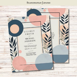 Scandinavian Japandi Wedding Theme Blush Blue Invitation