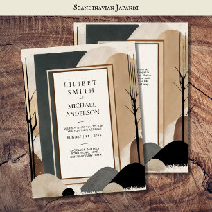 Scandinavian Japandi Wedding Theme Earth Tones Invitation