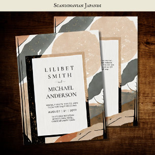 Scandinavian Japandi Wedding Theme Earth Tones Invitation