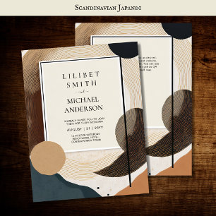 Scandinavian Japandi Wedding Theme Earth Tones Invitation