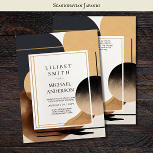 Scandinavian Japandi Wedding Theme Earth Tones Invitation