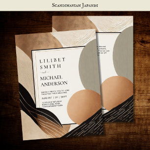 Scandinavian Japandi Wedding Theme Earth Tones Invitation
