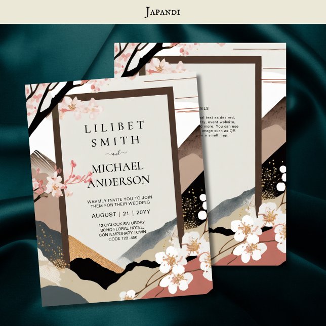 Scandinavian Japandi Wedding Theme Earth Tones Invitation (Creator Uploaded)