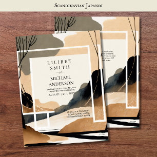 Scandinavian Japandi Wedding Theme Earth Tones Invitation