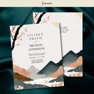 Scandinavian Japandi Wedding Theme Earth Tones Invitation