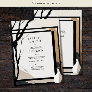 Scandinavian Japandi Wedding Theme Earth Tones Invitation