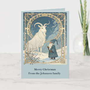Scandinavian Jultomten With Julbocken Yule Goat Card