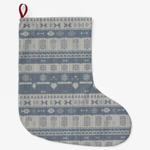 Scandinavian Knit Pet Stocking with Snowflakes
