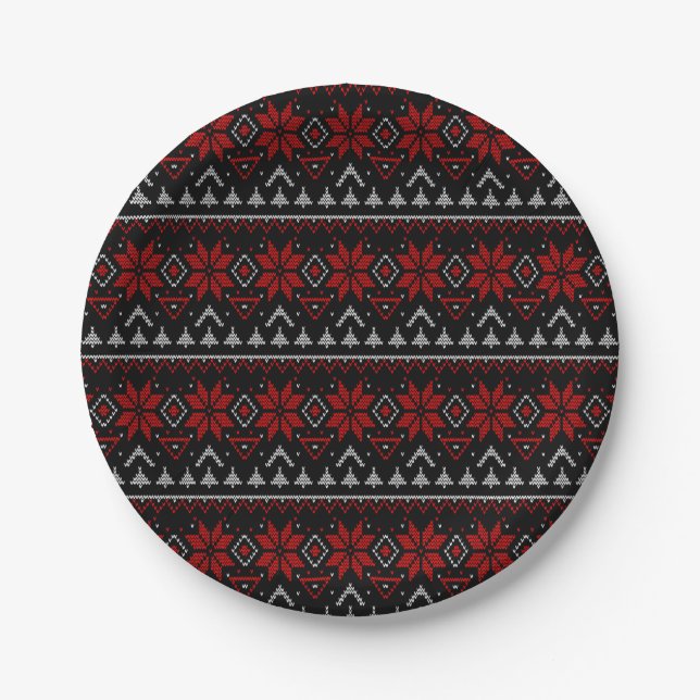 Scandinavian, knitting napkins paper plate (Front)