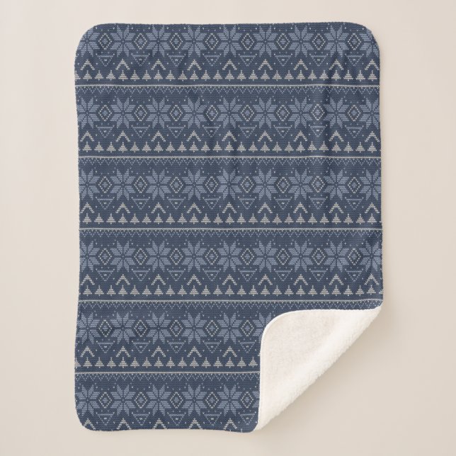 Scandinavian, knitting sherpa blanket (Front)