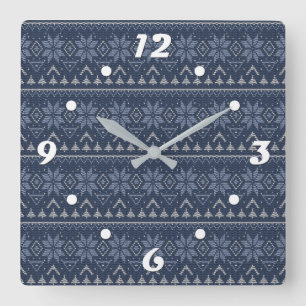 Scandinavian, knitting square wall clock