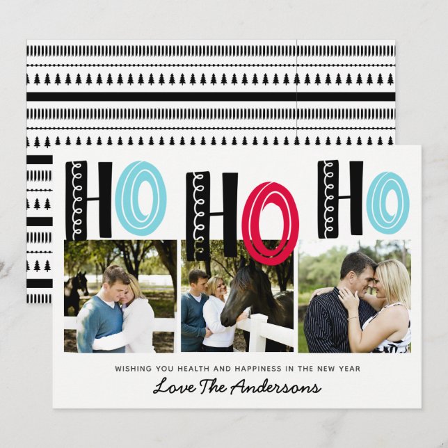 Scandinavian Lettering Christmas PHOTO Collage Invitation (Front/Back)