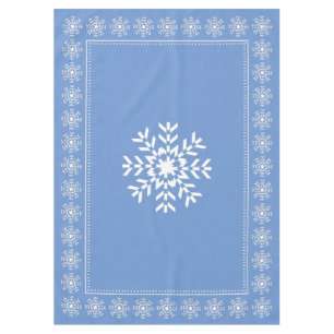 Scandinavian Light Blue and White Snowflake Tablecloth