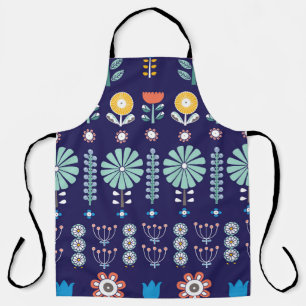 Scandinavian linear flowers, summer motif apron
