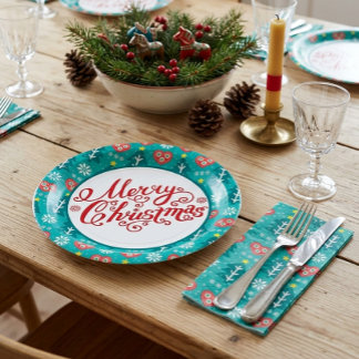Scandinavian Merry Christmas Paper Plate