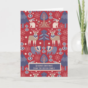 Scandinavian Merry Christmas Woodland Deer Card