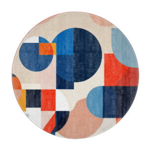 Scandinavian Mid Century Geometric Abstract Art Cutting Board