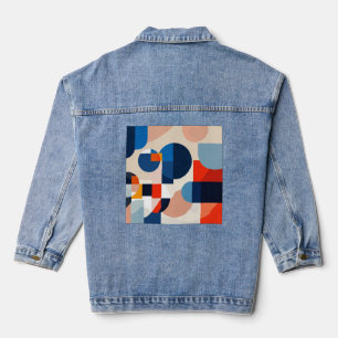 Scandinavian Mid Century Geometric Abstract Art Denim Jacket