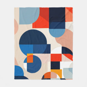 Scandinavian Mid Century Geometric Abstract Art Fleece Blanket