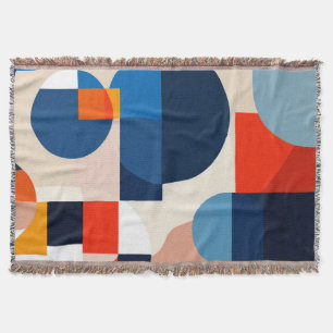 Scandinavian Mid Century Geometric Abstract Art Throw Blanket