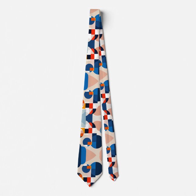 Scandinavian Mid Century Geometric Abstract Art Tie (Front)