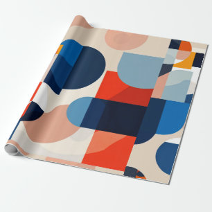 Scandinavian Mid Century Geometric Abstract Art Wrapping Paper